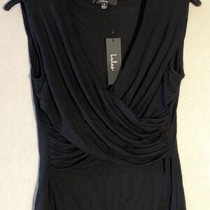 Womens Lulu's NWT Sm Black Draped Soft Stretchy Sleeveless Top Shoulder Pads